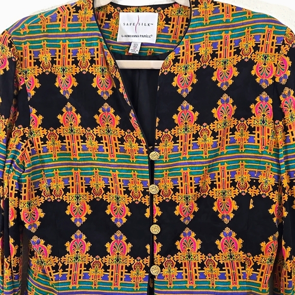 Safe Silk by Adrianna Papell 100% Silk Asian Inspired Blouse/Jacket, size 10 - Picture 2 of 7